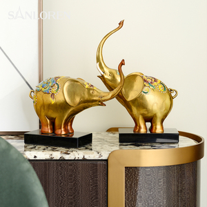 Sanloren ของตกแต่งบ้านหรูหราใหม่ห้องนั่งเล่นสำนักงานโต๊ะตกแต่งบ้านเคลือบสีสันสดใสของขวัญธุรกิจช้างมงคล - Product Image 2