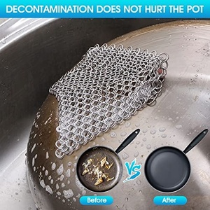 Pan Cleaner Scrubber Scourer Cleaning Metal Ring Mesh Stainless Steel 304 316 Chain Mail Cast Iron Cleaner Scrubber for Kitchen - Product Image 2