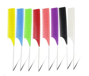 BEAU FLY Tail Comb Combs Rat Tail Pin Metal Tail Parting Bone Racktail Hair Brush