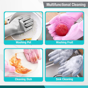 Nouveauté 2025 : Gants de lavage de vaisselle réutilisables à épaisseur moyenne, en silicone résistant à la chaleur, avec brosse de nettoyage et éponge, nouveau design - Product Image 6