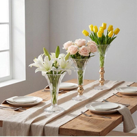 Vase à fleurs en acrylique transparent, centre de table de mariage en métal doré, grand récipient floral pour table, support de pilier pour décoration de fête