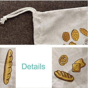 Bolsas de Pan de Lino Natural Personalizadas al por Mayor, Sin Blanquear y Reutilizables, Contenedor de Almacenamiento de Pan con Cordón - Product Image 4