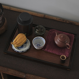 Alfombrilla de té de bambú estilo japonés con posavasos y soporte para tetera, accesorios para la ceremonia del té Kung Fu, juego de porcelana de origen Anji - Product Image 1