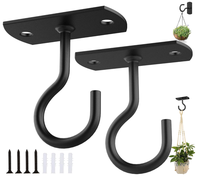 Crochets de plafond intérieur/extérieur pour plantes suspendues Mangeoires à oiseaux Carillons éoliens Porte-manteaux muraux Matériau métallique durable