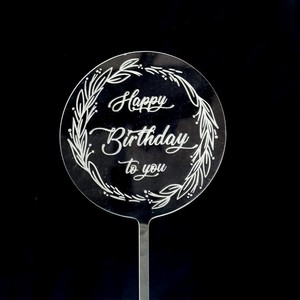 Nuovi Topper per Torta Personalizzati in Acrilico Trasparente a Forma di Cuore, Eleganti con Stampa Serigrafica '<span class=keywords><strong>Buon</strong></span> <span class=keywords><strong>Compleanno</strong></span>' e 'Festa del Papà', Ecologici - Product Image 3