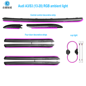 Éclairage d'ambiance intérieur RGB pour <span class=keywords><strong>Audi</strong></span> <span class=keywords><strong>A3</strong></span>/S3 (2013-2020) avec contrôle par application/écran, 12V, moulage 1:1, garnitures pour quatre portes + garniture de console centrale + garnitures de sortie d'air - Product Image 3