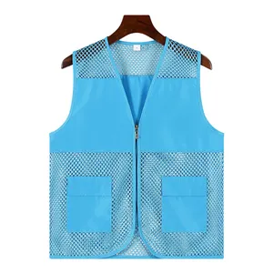Cheap Safety Vest Fishing Vest Custom Work Uniform Vests Light Blue Color Men Women Unisex