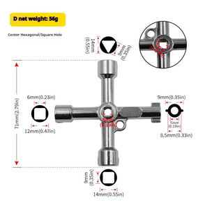 4-way Multi-Function Alloy Utility Cross <b>Key</b> for Train/Elevator DIY Grade 1:1 Service Customizable OEM Triangle/<b>Square</b> Design - Product Image 6