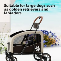 Poussette multifonctionnelle pour animaux de compagnie en acier au carbone à 4 roues pour chiens de taille moyenne à grande, pliable, portable, pour l'extérieur