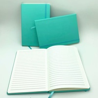 Carnet personnalisé de qualité supérieure A5 avec couverture en cuir PU turquoise, fermeture à élastique, journal promotionnel pour entreprises