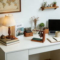 Porte-clés en bois massif écologique personnalisable avec crochet en laiton, support de rangement sur pied pour articles divers et téléphone, élégant pour couloir