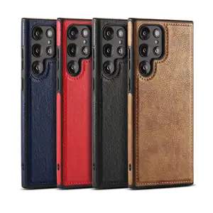 Hot bán PU Leather trường hợp đối với Samsung Galaxy S24 siêu, da-cảm thấy chống sốc kinh doanh điện thoại Bìa Đối với Samsung S24 S23 cộng với