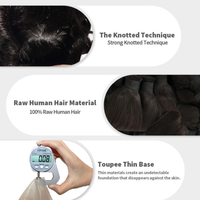 Sistema de Reemplazo Capilar Q6, Peluca de Cabello Humano para Hombre, Prótesis Capilar con Nudos Decolorados, Base de Encaje y PU, Toupee para Hombre 5 x 7