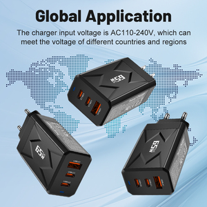 Cargador USB de 65W 2 Tipo C PD QC 3,0 Tipo-C Cargador de teléfono móvil de carga rápida Adaptador para computadora portátil iPhone Xiaomi Redmi <span class=keywords><strong>Samsung</strong></span> - Product Image 5