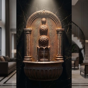 <span class=keywords><strong>Fontaine</strong></span> murale extérieure de luxe en résine imitation pierre, style méditerranéen classique, avec cascade d'eau pour cour. - Product Image 3