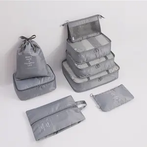 Luggage Storage Bag 8 Pcs Set Travel Organizer Bag For Carry On Suitcases Foldable Travel Cubes Set