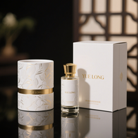 Emballage de parfum de luxe, boîtes en kraft dorées, flacons de parfum ronds, boîte cadeau, tube en papier