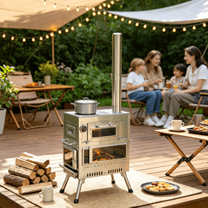 Edelstahl-Zeltofen mit Oberem Ofen, Mehrfach-Glasfenster, Klappbaren Beinen, Abnehmbarem Schornstein für Outdoor-<span class=keywords><strong>Camping</strong></span>, BBQ, Brennholz, Alle Jahreszeiten - Product Image 5