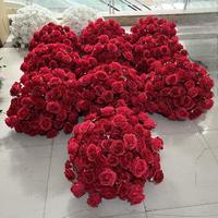 Décorations de table de mariage, centres de table en fleurs rouges et roses, boules de fleurs artificielles