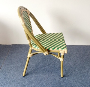 Chaise de salle à manger en <span class=keywords><strong>rotin</strong></span> de <span class=keywords><strong>bistrot</strong></span> en aluminium XY Best, chaises d'extérieur françaises pour café, restaurant, chaise et <span class=keywords><strong>table</strong></span> en osier de jardin populaires - Product Image 5