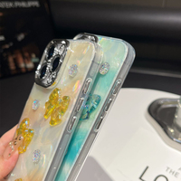 Coque de téléphone colorée dégradée avec nœud, perles et papillons en cristal pour Redmi A3, Samsung A07, iPhone 15, 16, 17 Pro Max