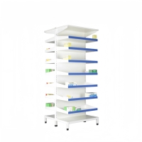 Étagère de présentation métallique multifonctionnelle à sept niveaux, double face, fixe, avec installation facile pour les pharmacies et les cliniques