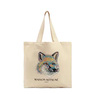 Modedesigner Wieder verwendbare umwelt freundliche Baumwoll-Canvas-Einkaufstasche mit individuell bedrucktem Logo Fox Pattern Casual Unisex Luxus handtasche