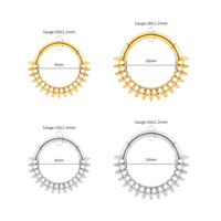 Boucles d'oreilles créoles à pointes punk, anneau de nez, bijoux de piercing d'oreille de style punk, clicker articulé pour cartilage, hélix, daith, lobe d'oreille