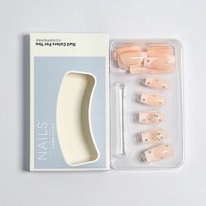 <span class=keywords><strong>Faux</strong></span> ongles élégants papillon French Manucure 24 pièces, longs carrés nude, en ABS avec strass, réutilisables avec colle, cadeau pour mariée ou rendez-vous - Product Image 3