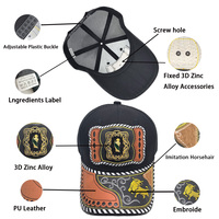 Gorra Snapback Unisex Personalizada con Logo Metálico 3D de Herradura, de Mezclilla, Malla, Lona y Jersey, Estilo Western, Étnico, Moderno, Casual, para Pesca