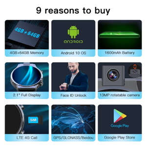 PRIME 2 <span class=keywords><strong>Smartwatch</strong></span> 4G con Riconoscimento Facciale, 4GB 64GB, Fotocamera 13MP, Batteria 1600mAh, Display 2.1\", Android 10, Telefono Orologio con WIFI e GPS - Product Image 3