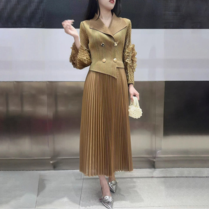 <span class=keywords><strong>Abbigliamento</strong></span> <span class=keywords><strong>Donna</strong></span> Taglie Forti all'Ingrosso, <span class=keywords><strong>Elegante</strong></span> Abito da <span class=keywords><strong>Donna</strong></span> con Design Patchwork e Arricciature, Vestito <span class=keywords><strong>Casual</strong></span> Plissettato Stile Miyake - Product Image 2