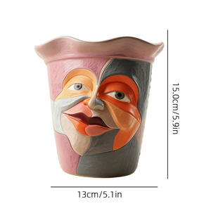 Vase d'art à double usage peint à la main, sculpture <span class=keywords><strong>en</strong></span> résine, pot de fleurs pour la décoration intérieure bohème moderne - Product Image 6