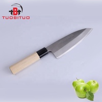 Couteau Deba traditionnel japonais de 6 pouces en acier allemand avec manche en bois, lame à simple tranchant