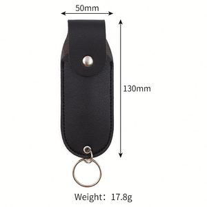 Pu Leather Keychain Portable Holder With <b>Key</b> <b>Ring</b> for Travel Slim Lipstick Sleeve Storage Pouch - Product Image 2