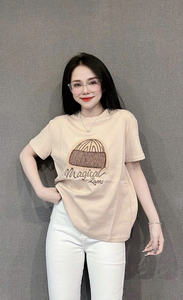 T-shirt en coton 100% à manches courtes, col rond, style décontracté, imprimé en relief, zone magique, support d'échantillon - Product Image 6