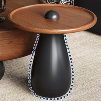 Table basse circulaire à deux tons, avec tiroir de rangement en bois naturel, table à thé ronde, table d'appoint combinée moderne et rétro pour la maison