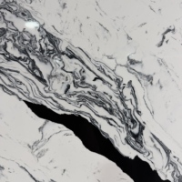 Dalle de pierre de quartz blanc avec veines noires naturelles, finition brillante, pour comptoir moderne de cuisine et salle de bain, surface intérieure