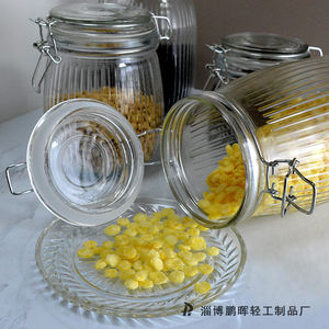 Gran oferta, juego de tarros de almacenamiento herméticos de vidrio transparente, contenedor de alimentos <span class=keywords><strong>con</strong></span> tapa de bloqueo de Clip de Metal para encurtidos, harina de avena, té de <span class=keywords><strong>cereales</strong></span> - Product Image 4