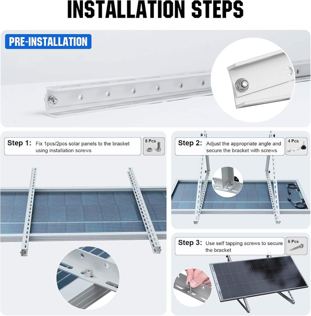 Aluminum Adjustable Inclination Solar Panel Bracket Triangle Mount for Flat Roof Projects