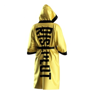 Robe de boxe et de sports de combat jaune, élégante et brillante, unisexe, pour entrée sur le ring - Product Image 2