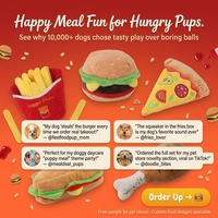 Jouets en peluche pour chiens Fast Food, jouets à mâcher interactifs et durables pour chiots, avec sons couineurs, en forme de burger, frites, pizza, hot-dog, crème glacée et poulet frit