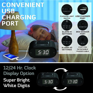 2023 Mới Nhất Tốt Nhất Người Bán Điếc Rung LED Kỹ Thuật Số Bảng Đồng Hồ Báo Thức Với Rung Giường Shaker Cho Tà Tà Tà Và Điếc - Product Image 2