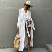 Hot Sale Badpak Bikini Cover Ups Lange Effen Jurk Zomer Doorzichtige Strandkleding Strand Jurk Cover Up Voor Vrouwen