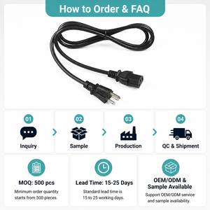 สายไฟ IEC C13 ขนาด 18AWG 10A 125V หัวปลั๊กแบบ NEMA 5 15P ของสหรัฐอเมริกา สำหรับคอมพิวเตอร์และจอภาพ สายไฟ AC สีดำ พร้อมตัวป้องกันสายหักงอ ยาว 3 เมตร ผลิตตามแบบ OEM - Product Image 3