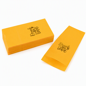 Serviettes en papier orange 1 pli en pâte de bois vierge écologiques imprimées avec le motif 'Drink Love' pour les cocktails et la Saint-Valentin - Product Image 3