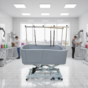 Baignoire de toilettage hydraulique pour chien, réglable en hauteur, antidérapante, avec bras de toilettage et porte-<span class=keywords><strong>savon</strong></span>, plusieurs couleurs - Product Image 3