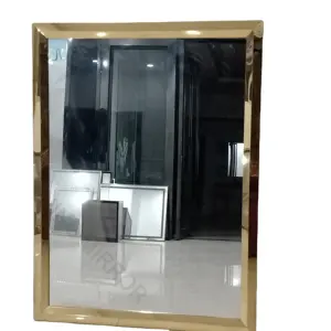 wholesale hotel cheap price bathroom vanity wall mirror for large size metal gold stainless steel frame formed