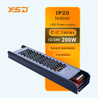 Alimentation électrique à découpage LED à tension constante YSD, ultra-mince, à coque en oxyde, DC12V 24V 60W 100W 150W 200W 250W 300W, puissance suffisante