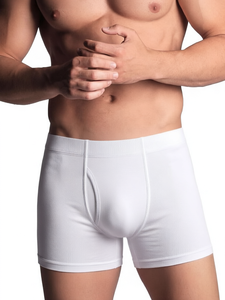 Boxers pour hommes blancs 100% coton tricoté, sous-vêtements sans couture, logo personnalisé, vêtements de nuit décontractés - Product Image 1